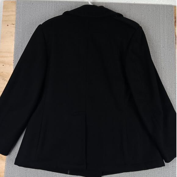 Navy Issue Pea Coat Womens 16 Short Dark Navy Wool Cropped Short Double Breasted - Picture 6 of 13